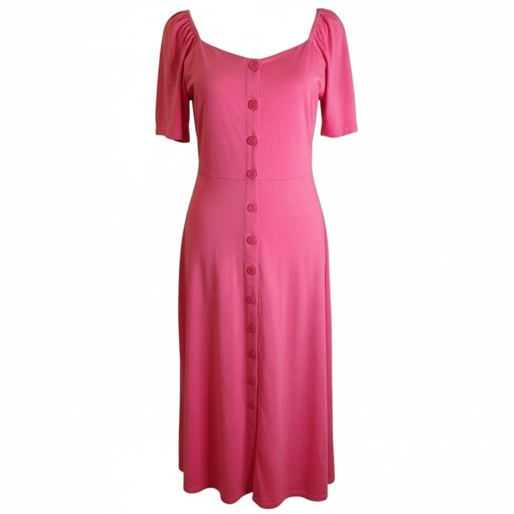 Pink‎ Martini Collection Maureen Pink Button-Down Midi Dress